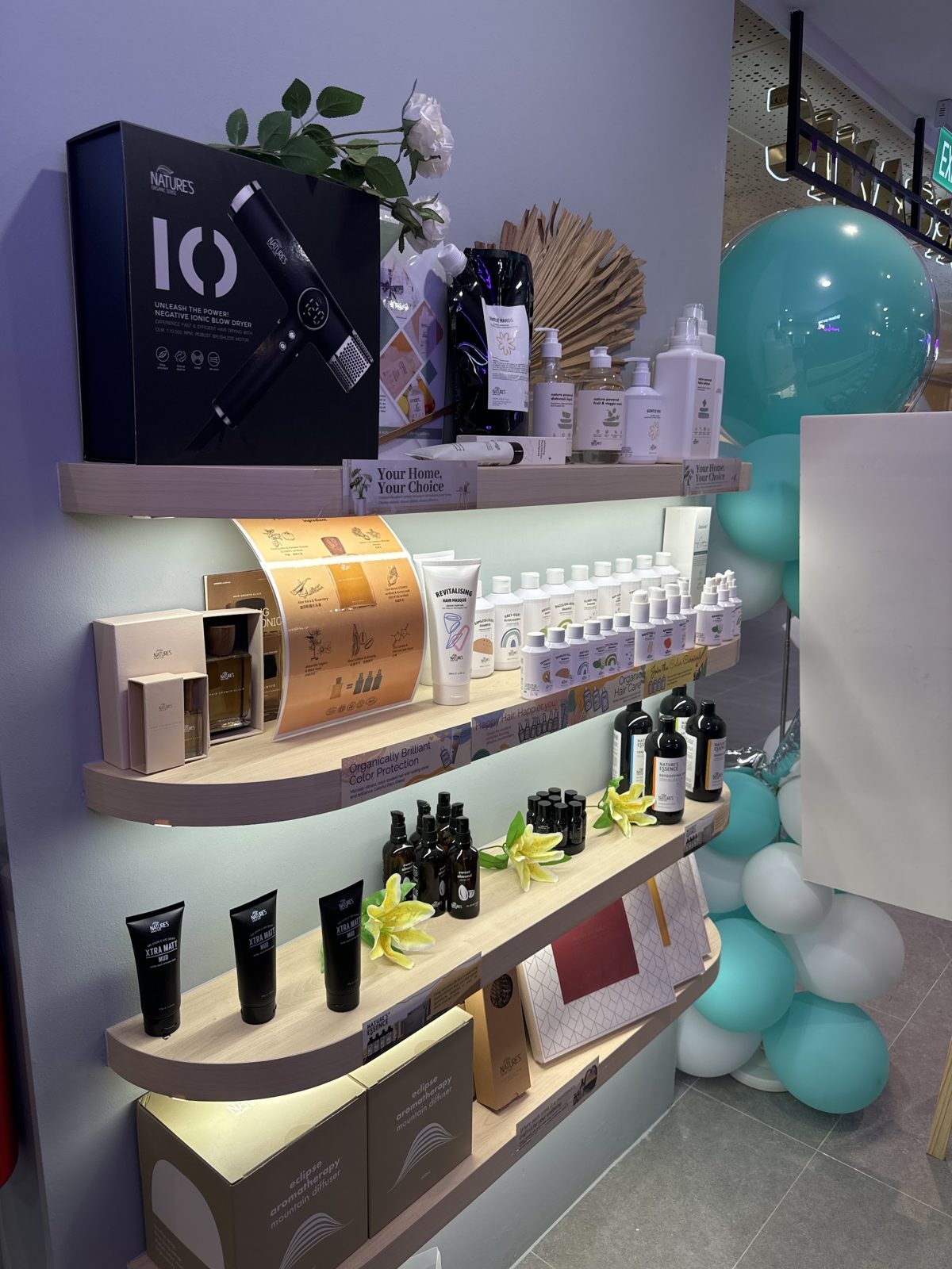 The product shelf with hair and scalp ranges